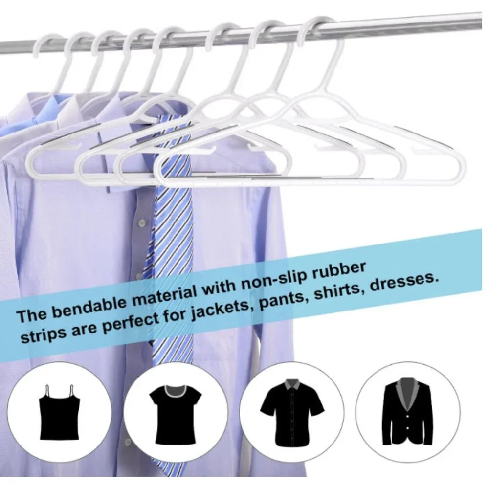 15-pack bendable plastic, lightweight hangers with non-slip grips